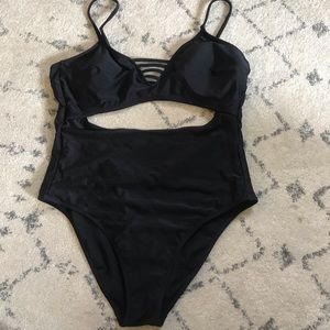 Fashion Union Black one piece swimsuit